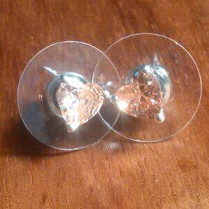 Champagne Heart Simulated Diamond Sterling Silver Stud Earrings